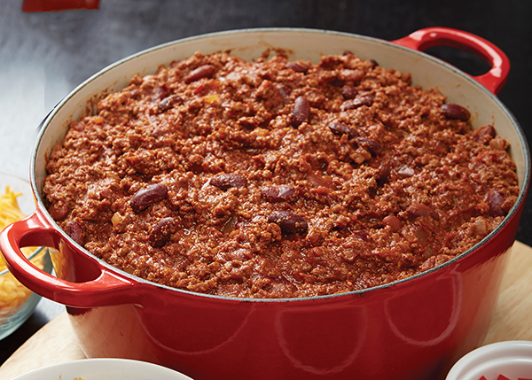 Chili Image With Recipe. Ground beef, kidney beans, tomatoes, and more.