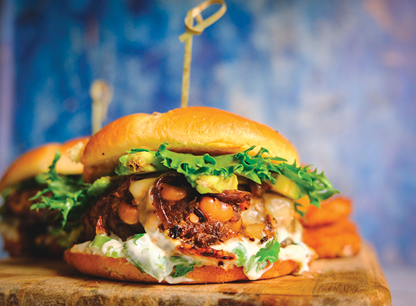 Green Chili Jack Smash Burgers & Cuban Black Beans