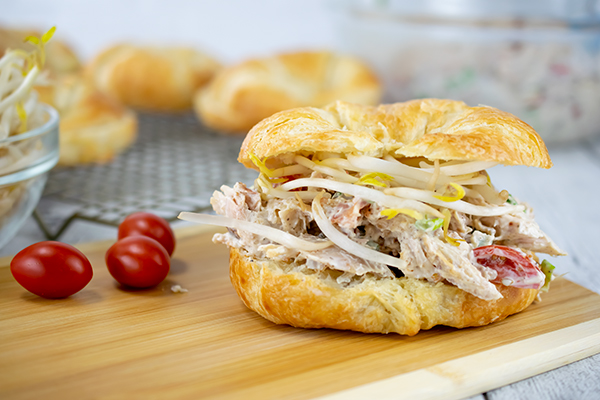 Croissant Chicken Salad Sandwich with Sprouts