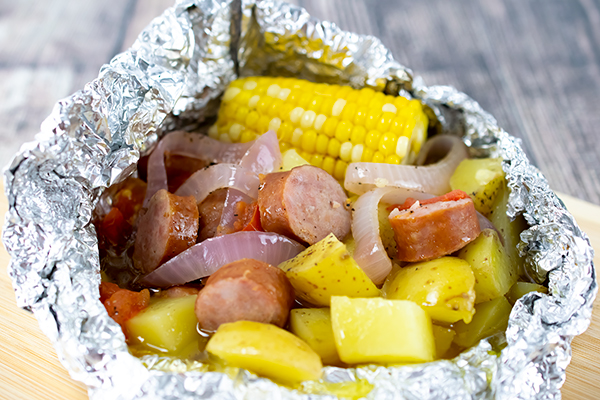 Jazzy Sausage Foil Packet Dinner
