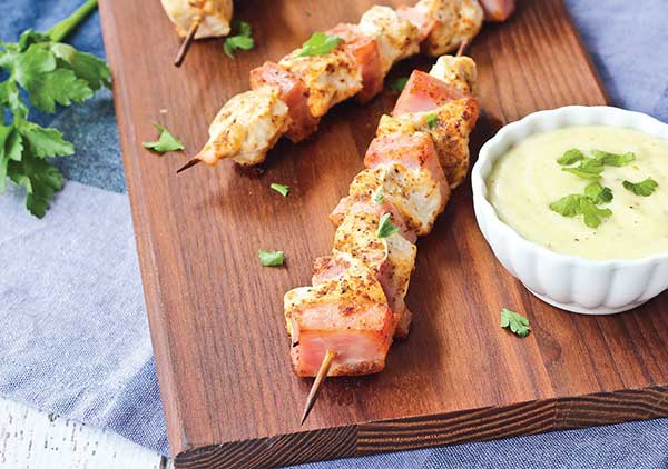 Chicken Cordon Bleu Kebabs