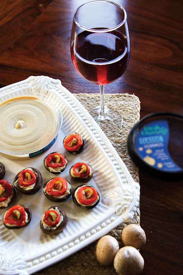 Hummus-Stuffed Mushrooms