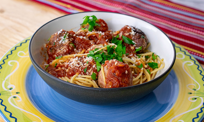 Turkey and Beef Meatballs with Whole-Wheat Spaghetti