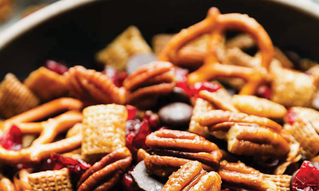 Pecan Snack Mix with Cranberries and Chocolate