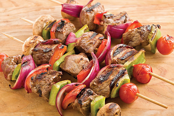 Ribeye Steak, Grape Tomato and Mushroom Kebabs