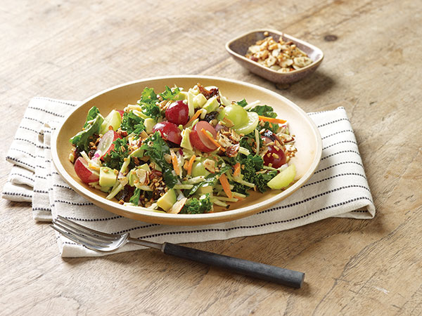 Grape, Broccoli and Avocado Salad with Toasty Oat Topping