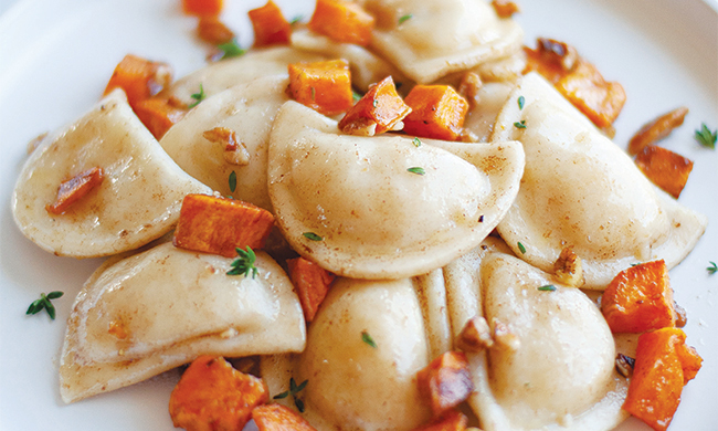 Roasted Sweet Potatoes Brown Butter Pierogies