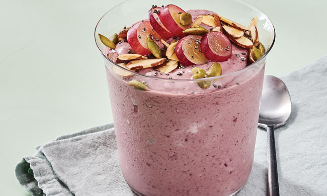 A crucial component of overall well-being, heart health can be a barometer for living a long, healthy and happy life. From regular checkups and reducing stress to eating well – including heart-healthy snacks like The Great Grape-Acai Smoothie Bowl – and exercising regularly, these simple steps can help boost your heart health.
