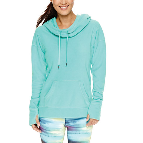 Xersion Long Sleeve Cowlneck Hooded Fleece Pullover